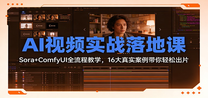 AI视频实战落地课：Sora+ComfyUI全流程教学，16大真实案例带你轻松出片-赛德副业库