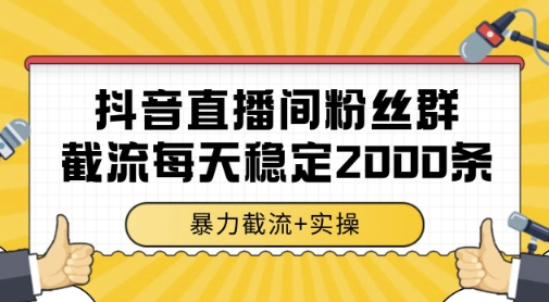 抖音直播间粉丝群暴力截流,一台电脑每天稳定2000条数据,暴力截流+实操 【揭秘】-赛德副业库