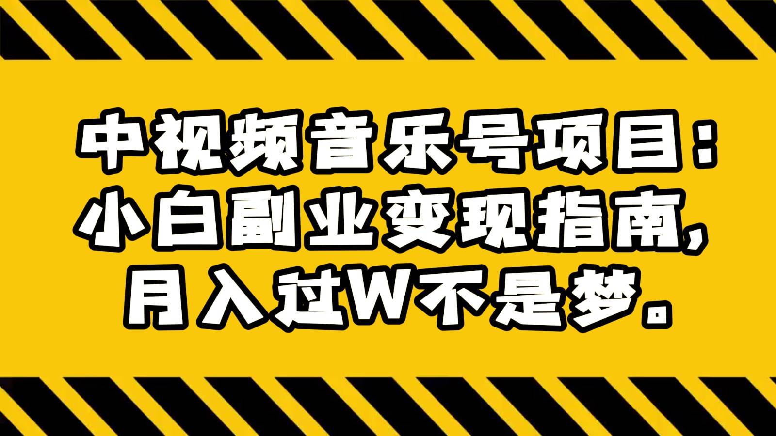 中视频音乐号项目：小白副业变现指南，月入过W不是梦。-赛德副业库