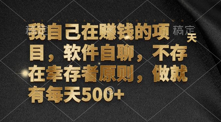 （12956期）我自己在赚钱的项目，软件自聊，不存在幸存者原则，做就有每天500+-赛德副业库