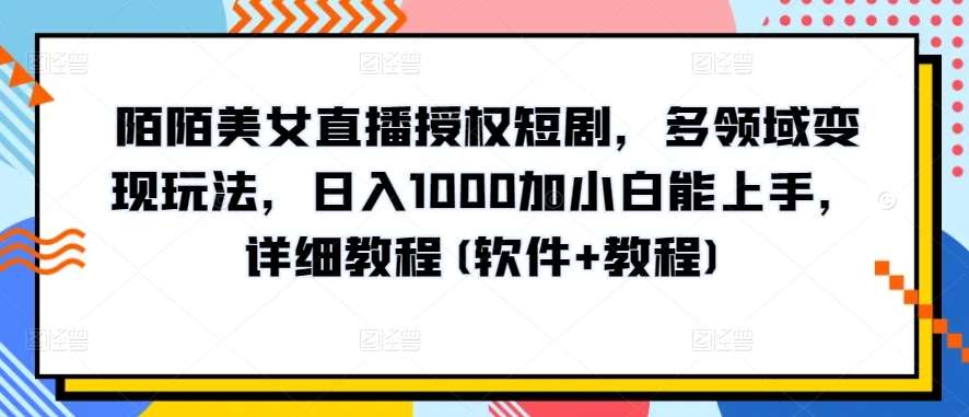 陌陌美女直播授权短剧,多领域变现玩法,日入1000加小白能上手,详细教程(软件+教程)【揭秘】-赛德副业库