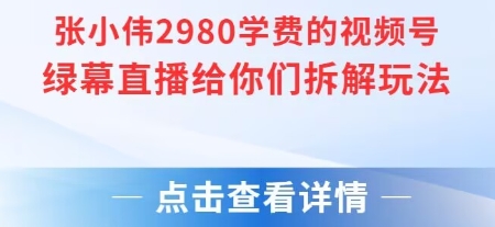 张小伟2980付费额视频号绿幕直播给你们拆解玩法-赛德副业库