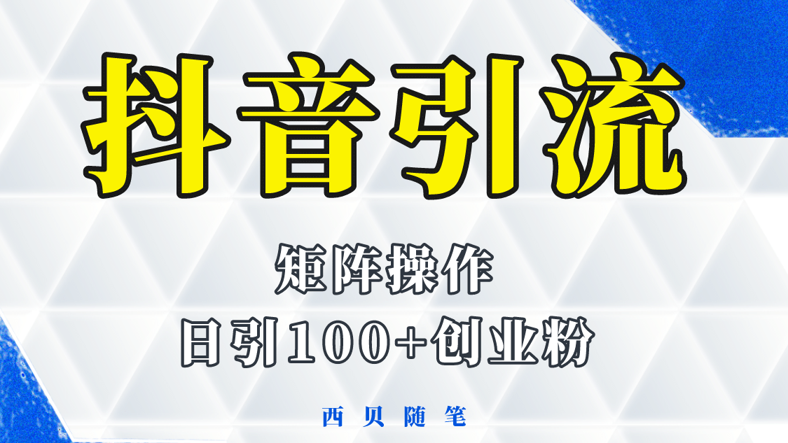 抖音引流术，矩阵操作，一天能引100多创业粉-赛德副业库