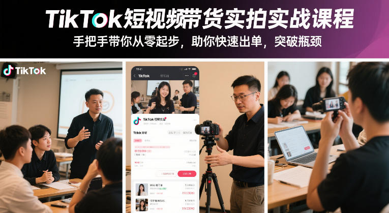 TikTok短视频带货实拍实战课程，手把手带你从零起步，助你快速出单，突破瓶颈-赛德副业库