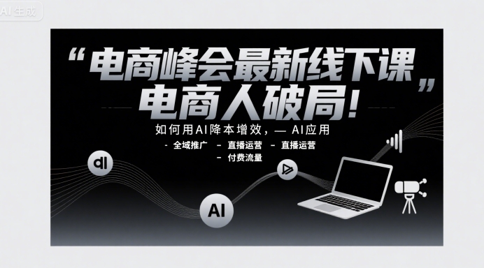电商峰会最新线下课，电商人破局，如何用AI降本增效，AI应用-全域推广-直播运营-付费流量-赛德副业库
