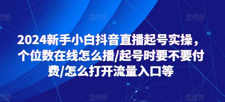2024新手小白抖音直播起号实操，个位数在线怎么播/起号时要不要付费/怎么打开流量入口等-赛德副业库