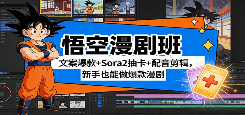 悟空漫剧班：文案爆款+Sora2抽卡+配音剪辑，新手也能做爆款漫剧-赛德副业库