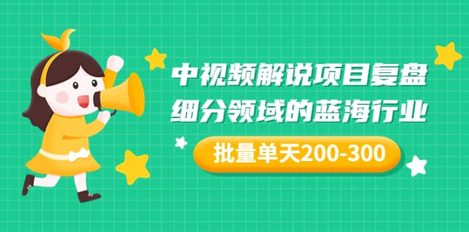 某付费文章：中视频解说项目复盘：细分领域的蓝海行业 批量单天200-300收益-赛德副业库