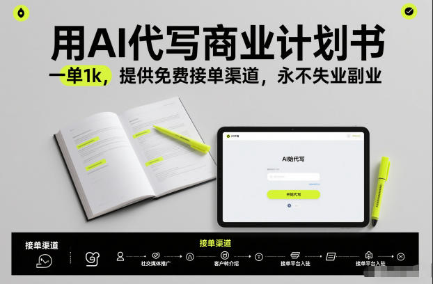 用AI代写商业计划书,一单1k,提供免费接单渠道,永不失业副业-赛德副业库