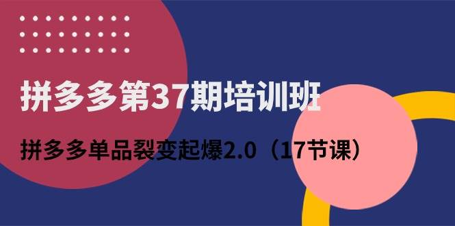 （10835期）拼多多第37期培训班：拼多多单品裂变起爆2.0（17节课）-赛德副业库