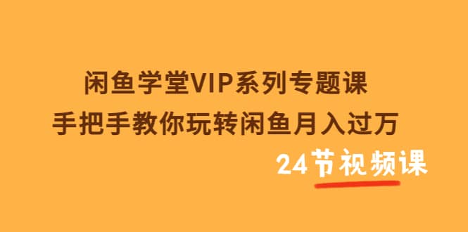 闲鱼学堂VIP系列专题课：手把手教你玩转闲鱼月入过万（共24节视频课）-赛德副业库