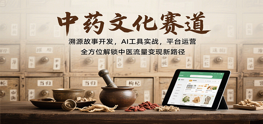 中药文化赛道:溯源故事开发,AI工具实战,平台运营,全方位解锁中医流量变现新路径-赛德副业库