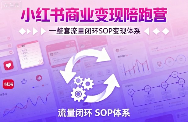 小红书商业变现陪跑营，轻IP矩阵 私域获客 聚光投流，一整套流量闭环SOP变现体系-赛德副业库