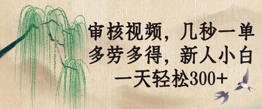 （14202期）审核视频，几秒一单，多劳多得，新人小白一天轻松300+-赛德副业库