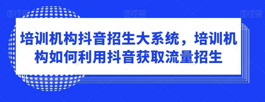 培训机构抖音招生大系统，培训机构如何利用抖音获取流量招生-赛德副业库