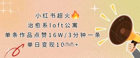 小红书超火的治愈系loft公寓,单条作品点赞16W,3分钟一条,单日变现数张-赛德副业库
