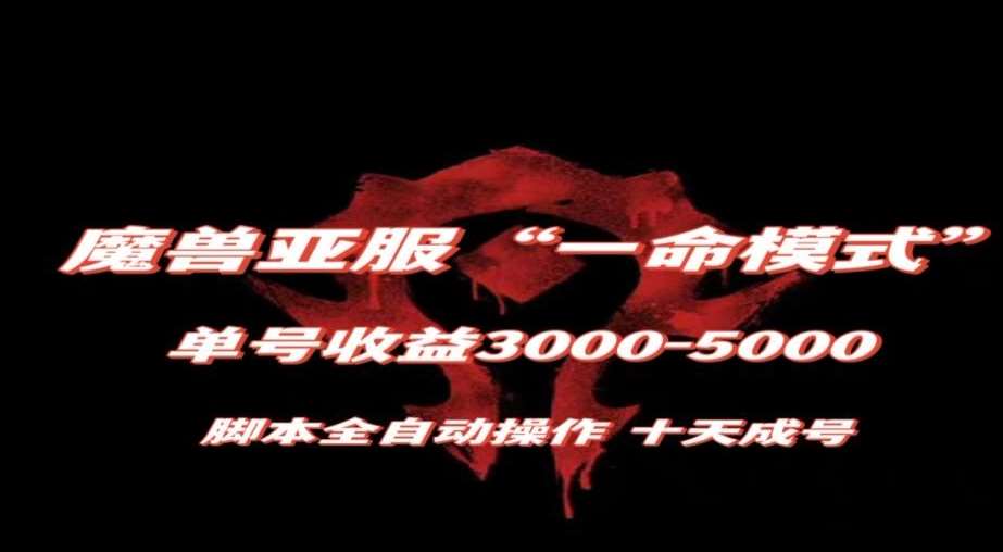 魔兽亚服一命模式，10天成号-单号3千-5千，脚本全自动操作，保姆级教学【揭秘】-赛德副业库