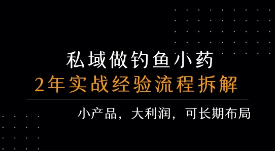 私域做钓鱼小药 每单利润3张+ 详细流程拆解-赛德副业库