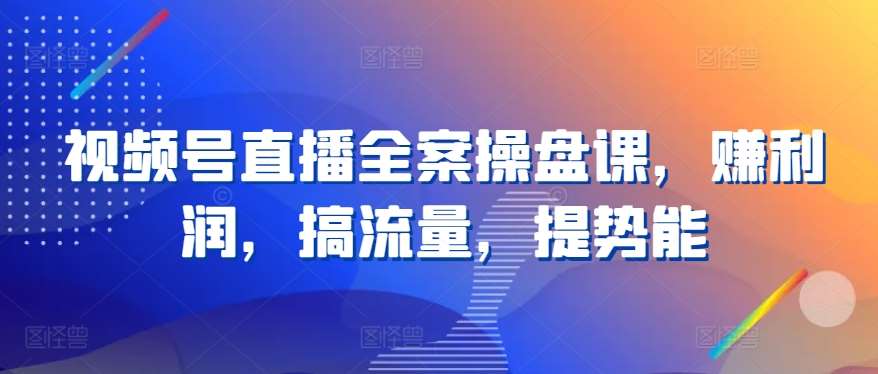 视频号直播全案操盘课，赚利润，搞流量，提势能-赛德副业库