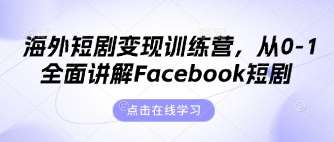 海外短剧变现训练营,从0-1全面讲解Facebook短剧-赛德副业库
