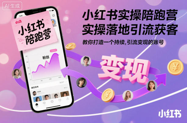 小红书实操陪跑营，实操落地引流获客，教你打造一个持续引流变现的账号-赛德副业库