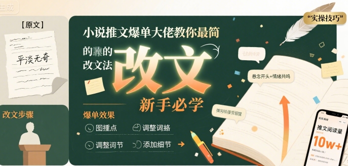 小说推文爆单大佬教你最简单的改文方法实操课,新手必学-赛德副业库
