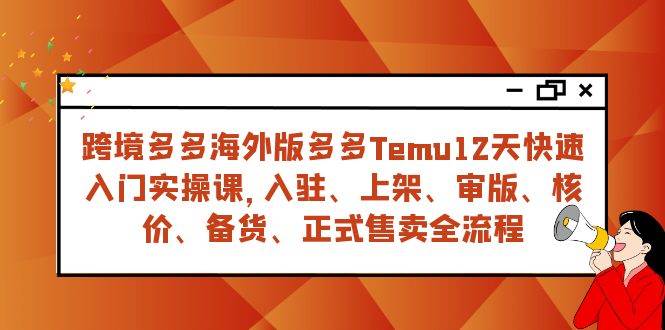 （7686期）跨境多多海外版多多Temu12天快速入门实战课，从入驻 上架到正式售卖全流程-赛德副业库