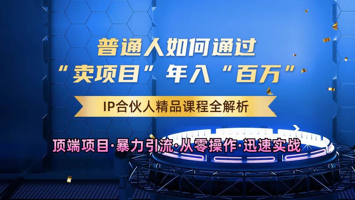 普通人如何通过知识付费“卖项目”年入“百万”，IP合伙人精品课程，黑科技暴力引流-赛德副业库