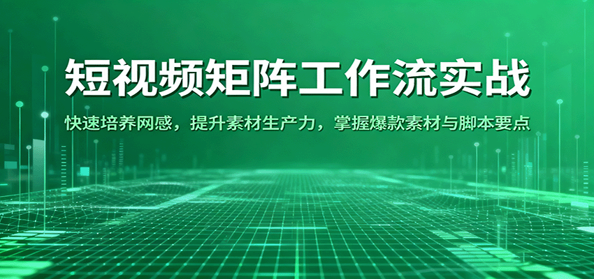 短视频矩阵工作流实战：快速培养网感，提升素材生产力，掌握爆款素材与脚本要点-赛德副业库