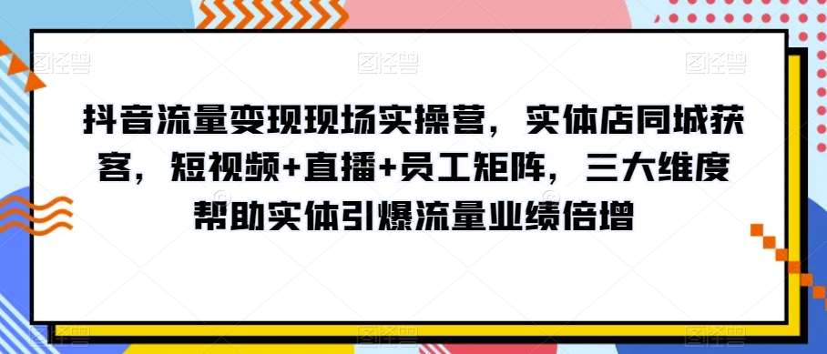 抖音流量变现现场实操营，实体店同城获客，短视频+直播+员工矩阵，三大维度帮助实体引爆流量业绩倍增-赛德副业库
