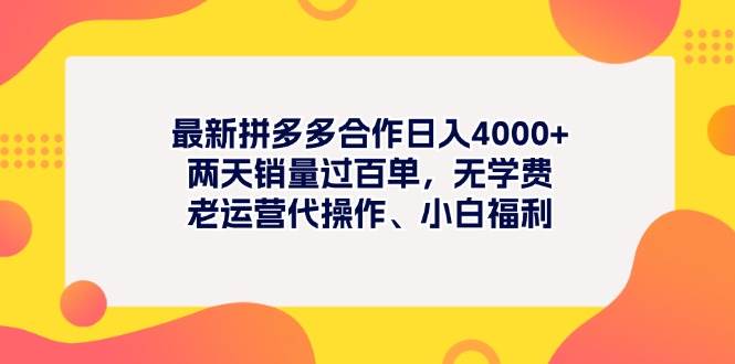 （11410期）最新拼多多项目日入4000+两天销量过百单，无学费、老运营代操作、小白福利-赛德副业库