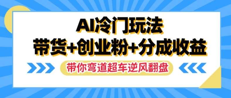AI冷门玩法，带货+创业粉+分成收益，带你弯道超车，实现逆风翻盘【揭秘】-赛德副业库