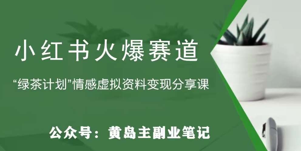 黄岛主·小红书绿茶计划情感虚拟资料变现项目，花我598买来拆解出来给你-赛德副业库