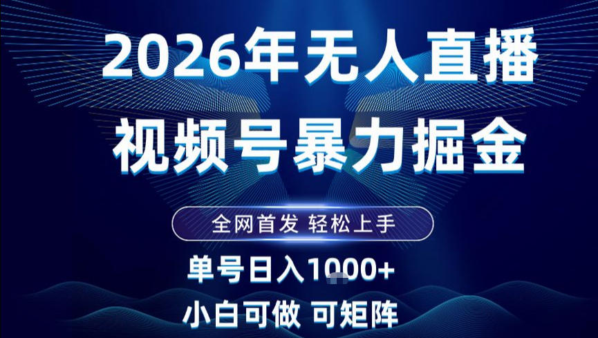 2026最新视频号无人直播掘金,全网首发,小白可以玩,长期稳定日入1k+【揭秘】-赛德副业库