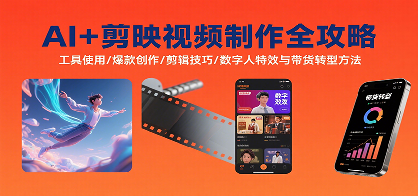 AI+剪映视频制作全攻略：工具使用/爆款创作/剪辑技巧/数字人特效与带货转型方法-赛德副业库