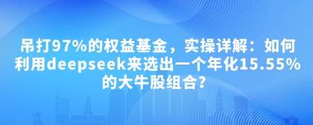付费文章:吊打97%的权益基金,实操详解:如何利用deepseek来选出一个年化15.55%的大牛股组合?-赛德副业库