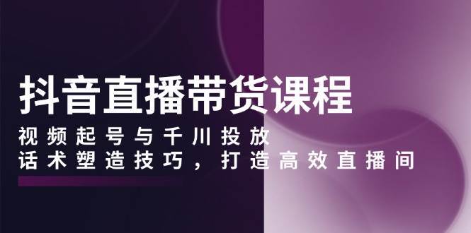 抖音直播带货课程,视频起号与千川投放,话术塑造技巧,打造高效直播间-赛德副业库