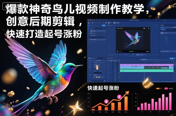 爆款神奇鸟儿视频制作教学，创意后期剪辑，快速打造起号涨粉-赛德副业库
