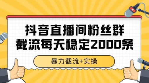 抖音直播间粉丝群暴力截流，一台电脑每天稳定2000条数据【揭秘】-赛德副业库