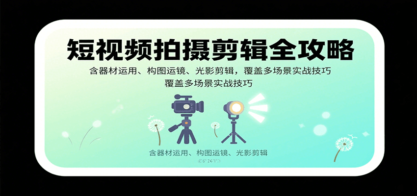 短视频拍摄剪辑全攻略:含器材运用、构图运镜、光影剪辑,覆盖多场景实战技巧-赛德副业库