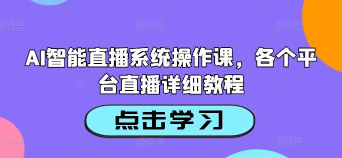 AI智能直播系统操作课，各个平台直播详细教程-赛德副业库