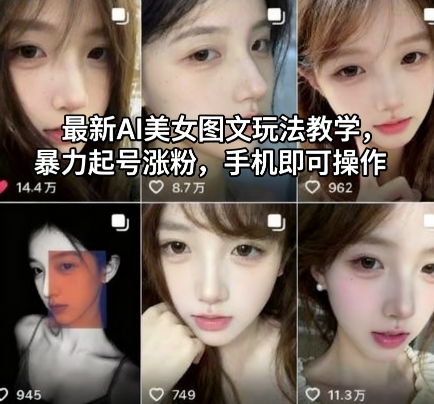 最新AI美女图文玩法教学，暴力起号涨粉，手机即可操作-赛德副业库