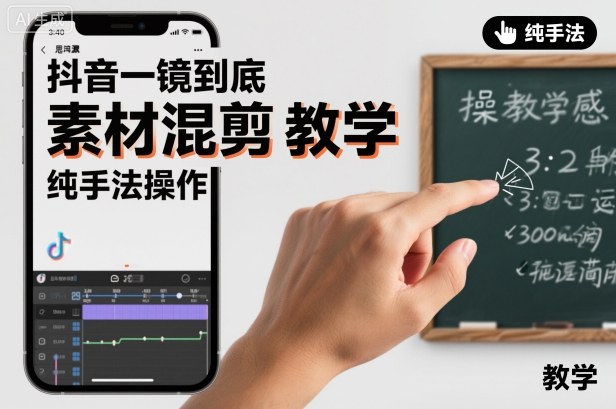 抖音一镜到底素材混剪教学，纯手法操作-赛德副业库