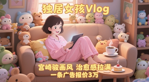 单个账号涨粉71W！用AI制作独居女孩Vlog，宫崎骏画风，治愈感拉满，一条广告报价3W-赛德副业库
