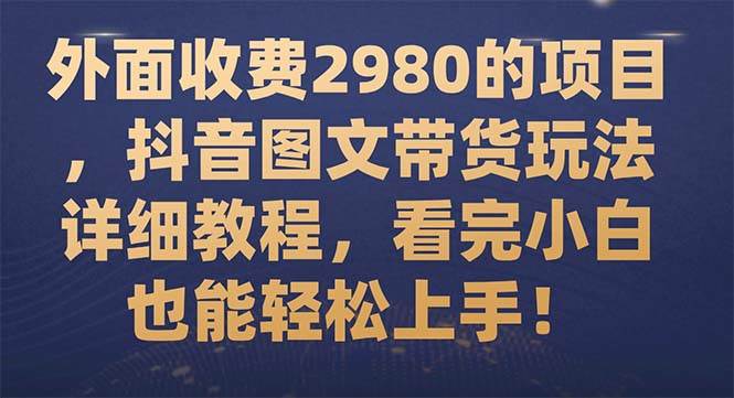 （7685期）外面收费2980的项目，抖音图文带货玩法详细教程，看完小白也能轻松上手！-赛德副业库