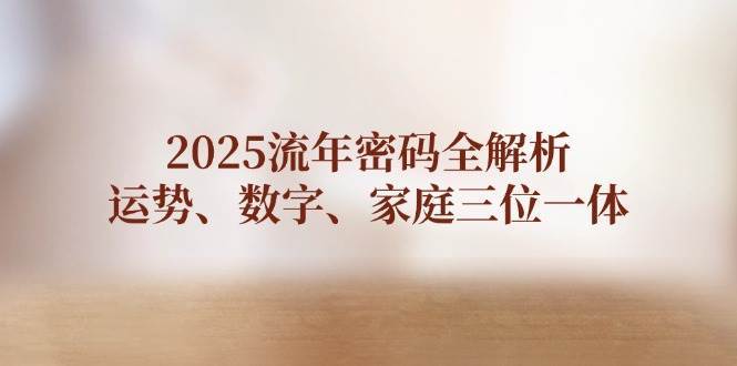 2025流年密码全解析,运势、数字、家庭三位一体-赛德副业库