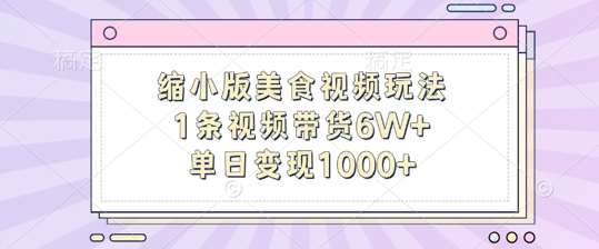 缩小版美食视频玩法，1条视频带货6W+，单日变现1k-赛德副业库