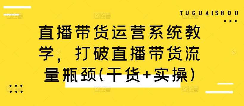 直播带货运营系统教学，打破直播带货流量瓶颈(干货+实操)-赛德副业库