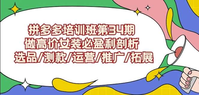 拼多多培训班第34期：做高价女装必盈利剖析选品/测款/运营/推广/拓展-赛德副业库