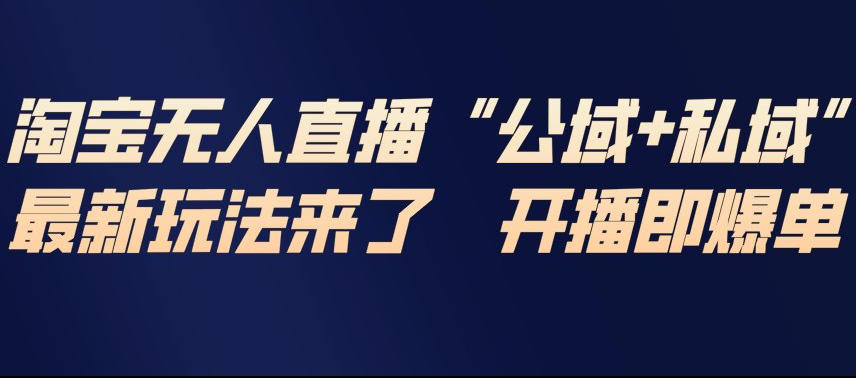 淘宝无人直播完整教程，公试+私域，最新玩法来了，开播即爆单-赛德副业库